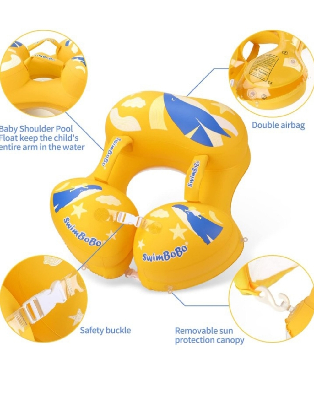 Inflatable Baby Shoulder Pool Float With Pump Toddler Size XL NEW